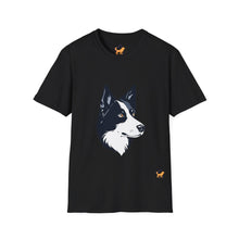 Cargar imagen en el visor de la galería, Border Collie Portrait T-Shirt — Cute Black & White Dog Graphic Tee