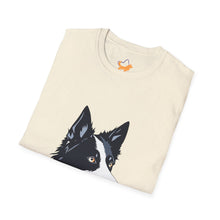 Cargar imagen en el visor de la galería, Border Collie Portrait T-Shirt — Cute Black & White Dog Graphic Tee