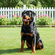 Cargar imagen en el visor de la galería, Rottweiler sentado en Jardin