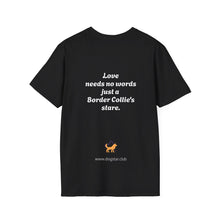 Cargar imagen en el visor de la galería, Border Collie Portrait T-Shirt — Cute Black &amp; White Dog Graphic Tee
