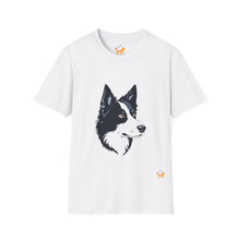 Cargar imagen en el visor de la galería, Border Collie Portrait T-Shirt — Cute Black &amp; White Dog Graphic Tee

